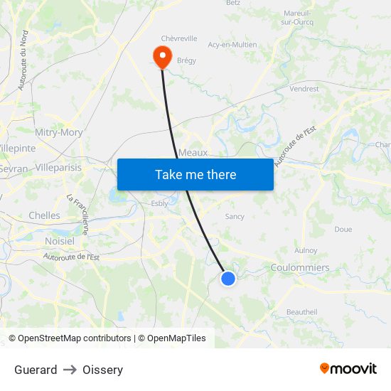 Guerard to Oissery map