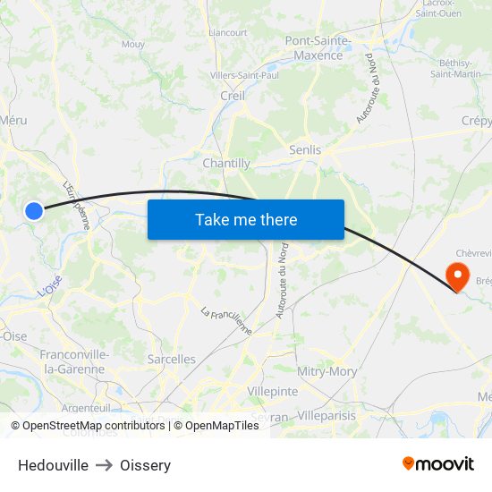 Hedouville to Oissery map