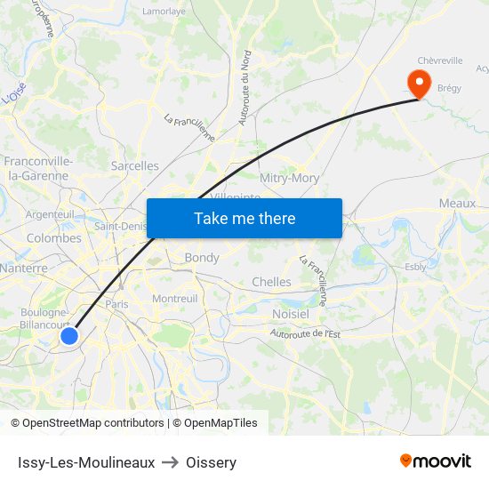 Issy-Les-Moulineaux to Oissery map