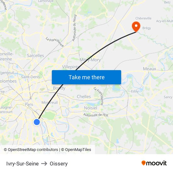 Ivry-Sur-Seine to Oissery map