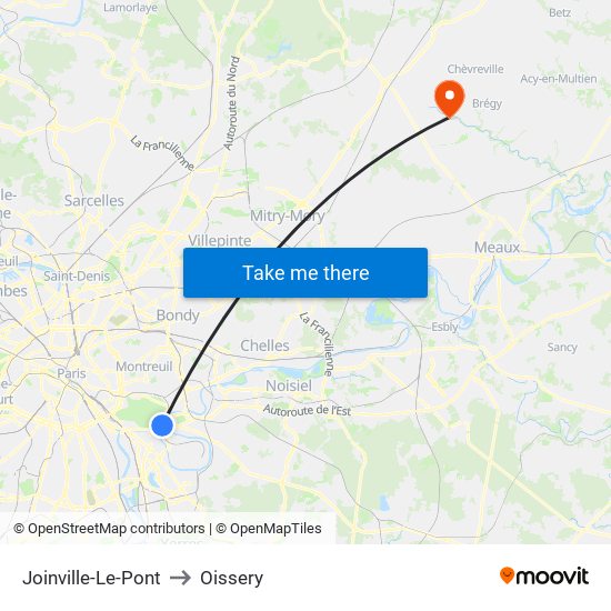Joinville-Le-Pont to Oissery map