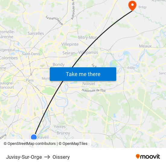 Juvisy-Sur-Orge to Oissery map
