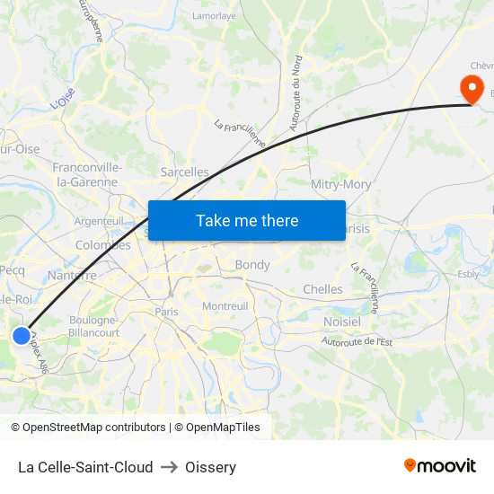 La Celle-Saint-Cloud to Oissery map