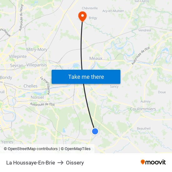 La Houssaye-En-Brie to Oissery map