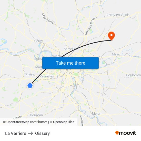 La Verriere to Oissery map