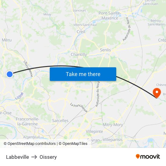 Labbeville to Oissery map