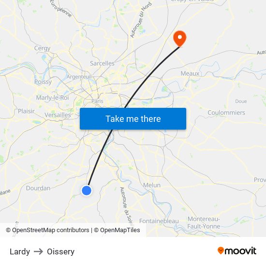 Lardy to Oissery map