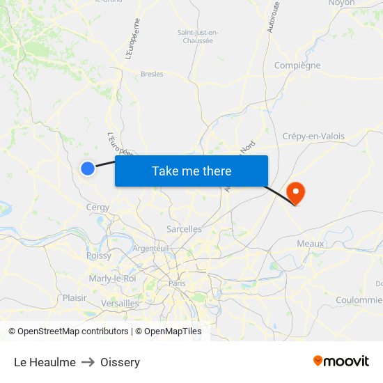 Le Heaulme to Oissery map
