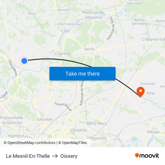 Le Mesnil-En-Thelle to Oissery map