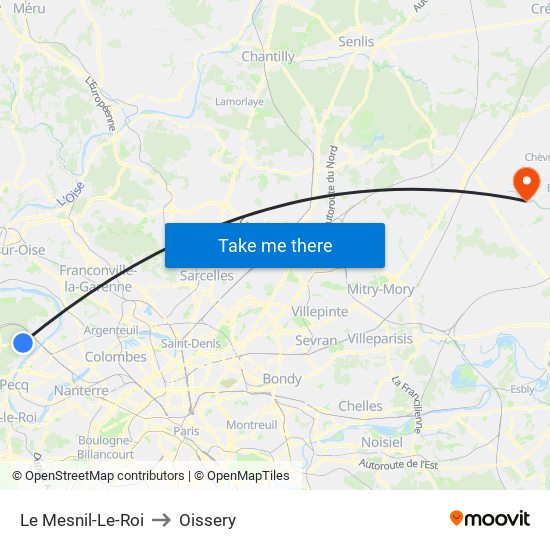 Le Mesnil-Le-Roi to Oissery map