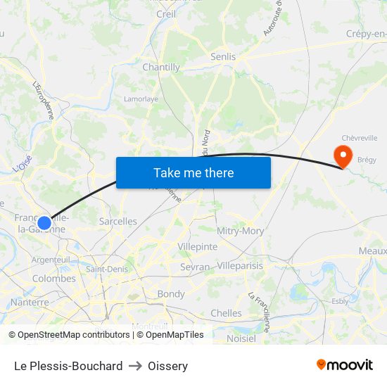 Le Plessis-Bouchard to Oissery map