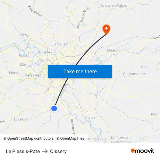 Le Plessis-Pate to Oissery map