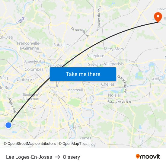 Les Loges-En-Josas to Oissery map