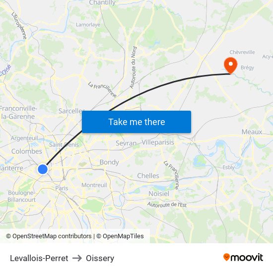 Levallois-Perret to Oissery map