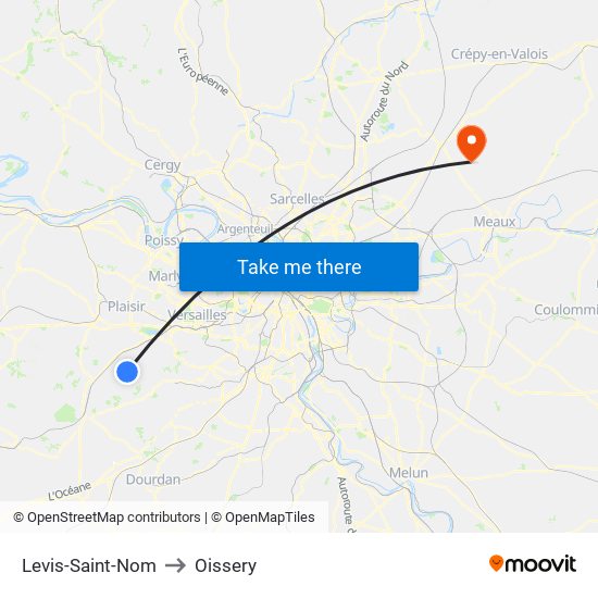 Levis-Saint-Nom to Oissery map