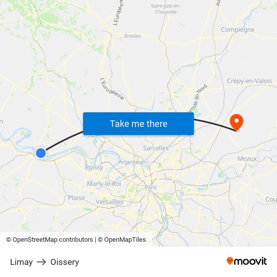 Limay to Oissery map