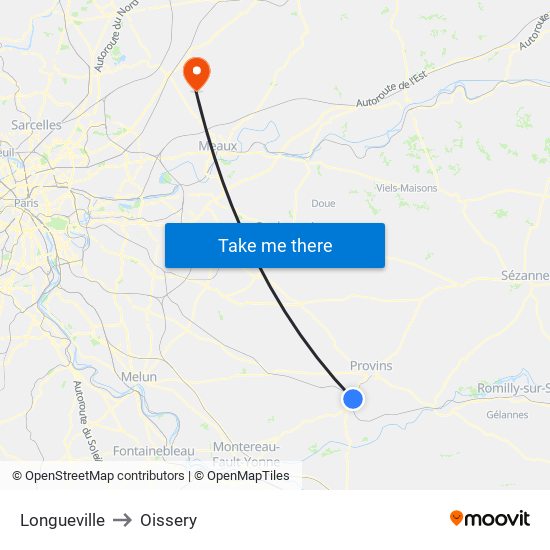 Longueville to Oissery map