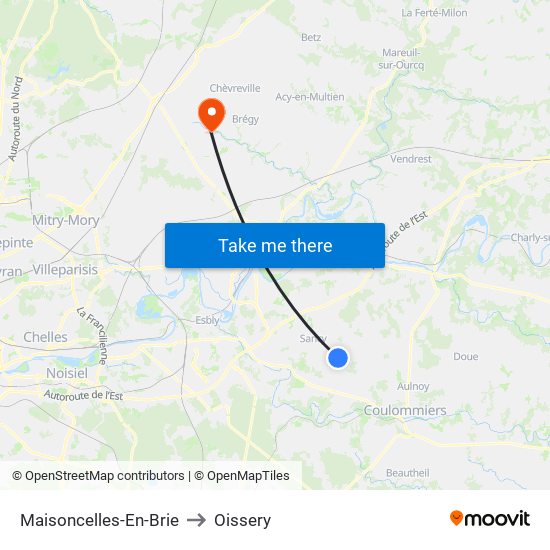 Maisoncelles-En-Brie to Oissery map