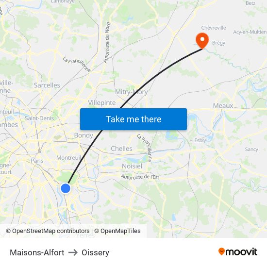 Maisons-Alfort to Oissery map