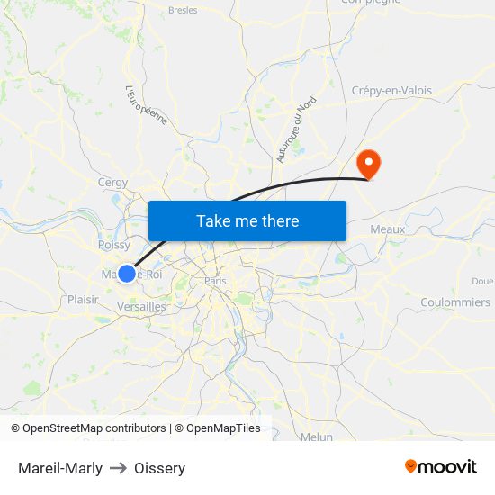 Mareil-Marly to Oissery map