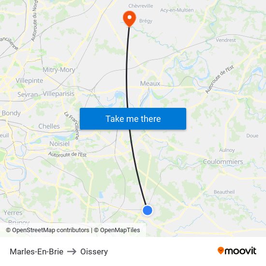 Marles-En-Brie to Oissery map