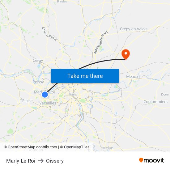 Marly-Le-Roi to Oissery map