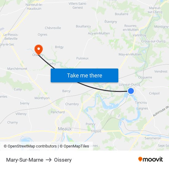 Mary-Sur-Marne to Oissery map