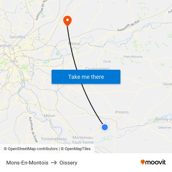 Mons-En-Montois to Oissery map