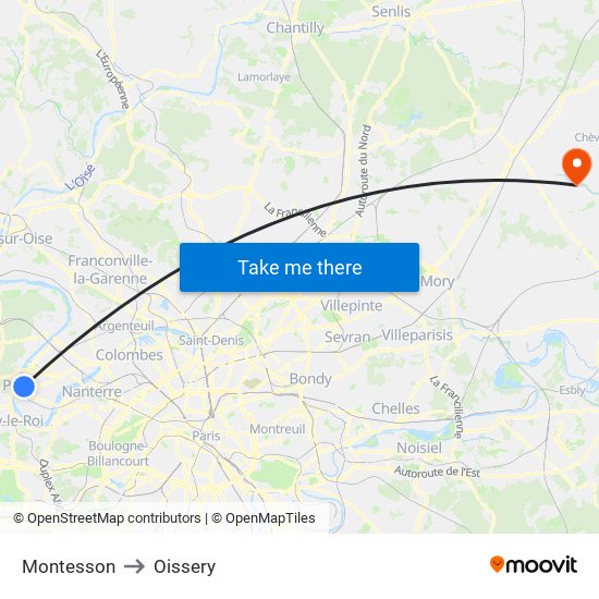 Montesson to Oissery map