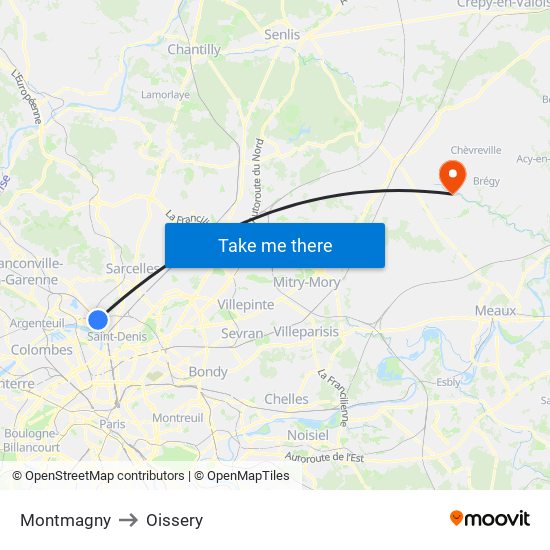 Montmagny to Oissery map