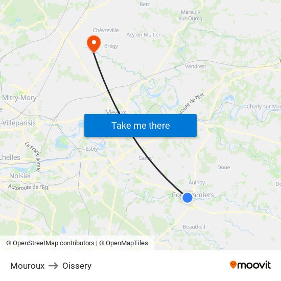Mouroux to Oissery map