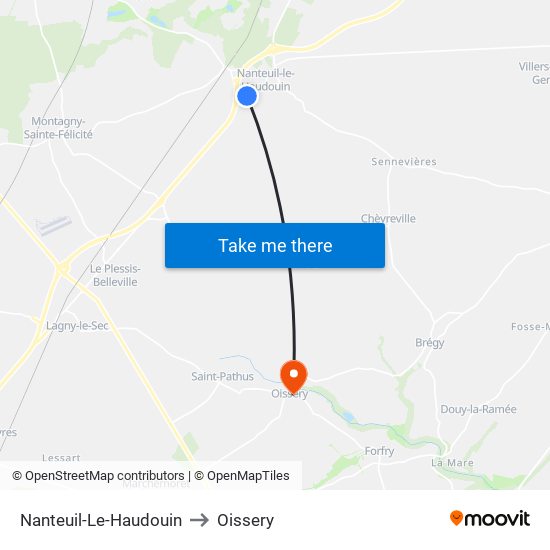 Nanteuil-Le-Haudouin to Oissery map