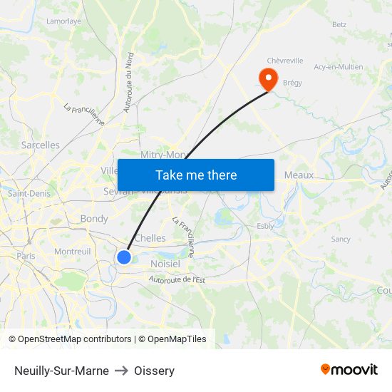 Neuilly-Sur-Marne to Oissery map