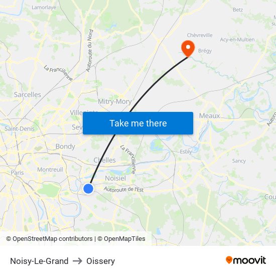 Noisy-Le-Grand to Oissery map
