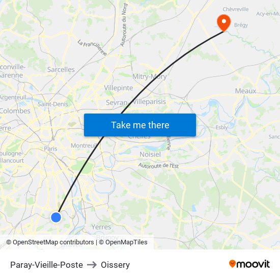 Paray-Vieille-Poste to Oissery map
