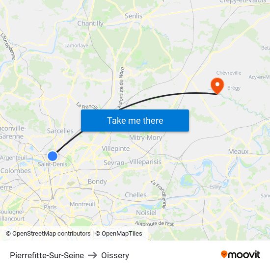 Pierrefitte-Sur-Seine to Oissery map