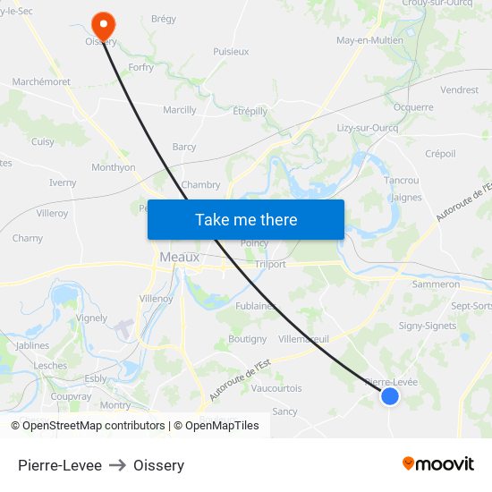 Pierre-Levee to Oissery map