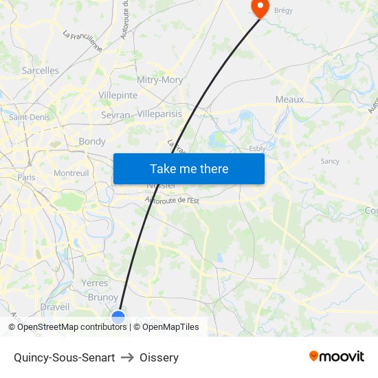 Quincy-Sous-Senart to Oissery map