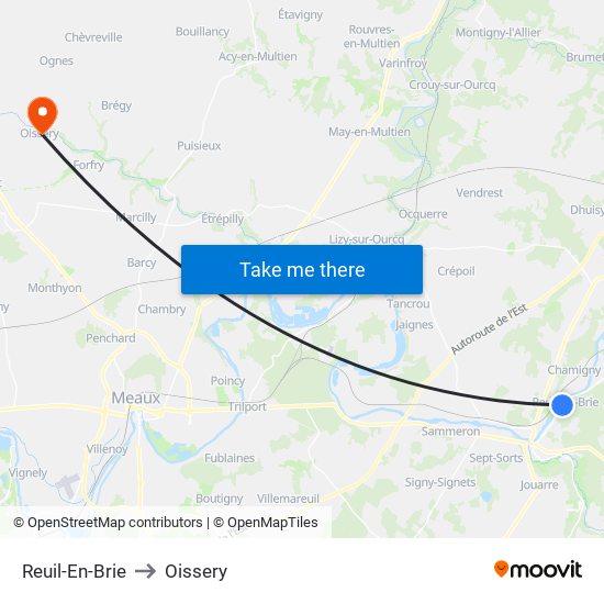 Reuil-En-Brie to Oissery map