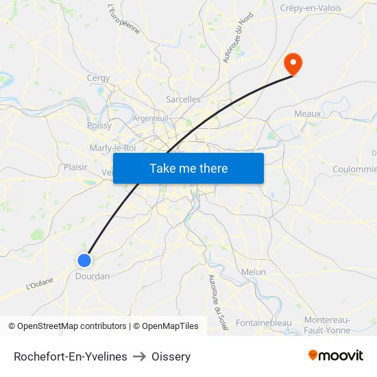 Rochefort-En-Yvelines to Oissery map