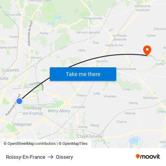 Roissy-En-France to Oissery map