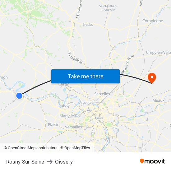 Rosny-Sur-Seine to Oissery map