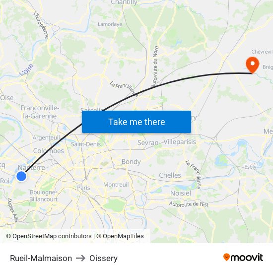 Rueil-Malmaison to Oissery map