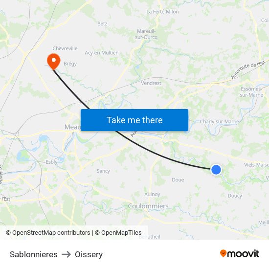 Sablonnieres to Oissery map