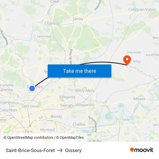 Saint-Brice-Sous-Foret to Oissery map