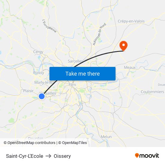 Saint-Cyr-L'Ecole to Oissery map