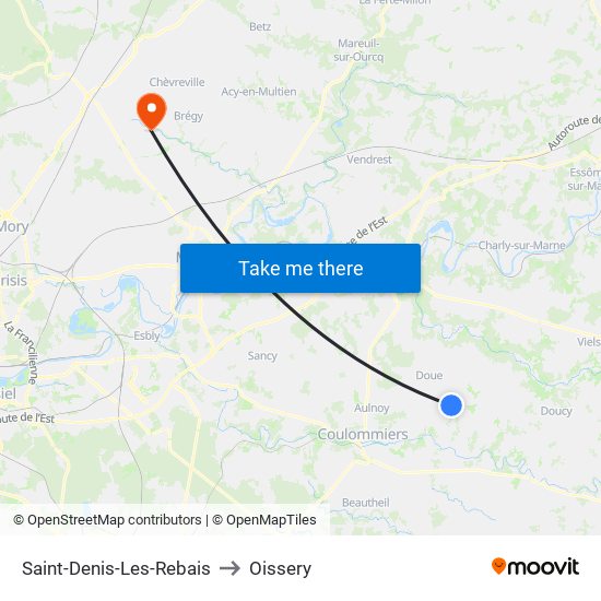 Saint-Denis-Les-Rebais to Oissery map