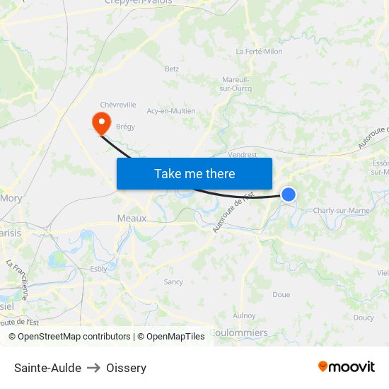 Sainte-Aulde to Oissery map