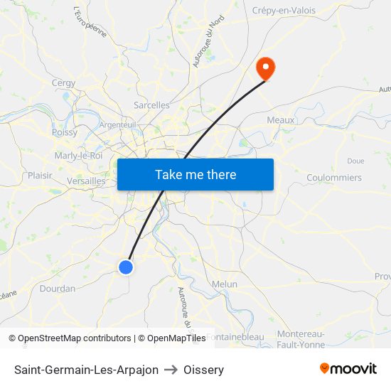 Saint-Germain-Les-Arpajon to Oissery map