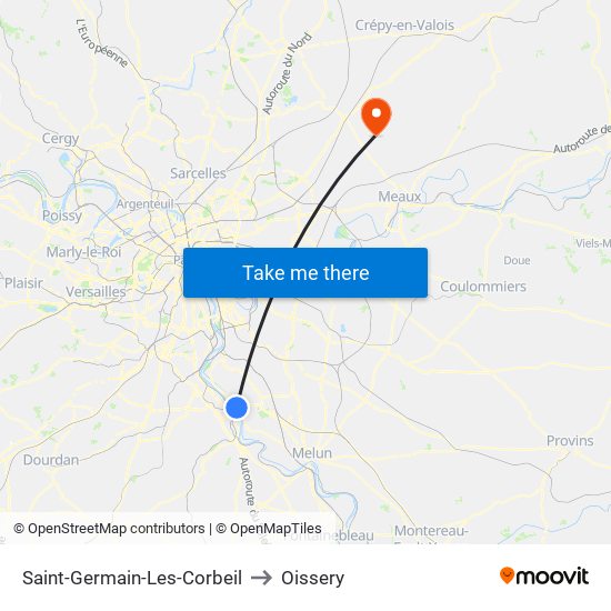 Saint-Germain-Les-Corbeil to Oissery map